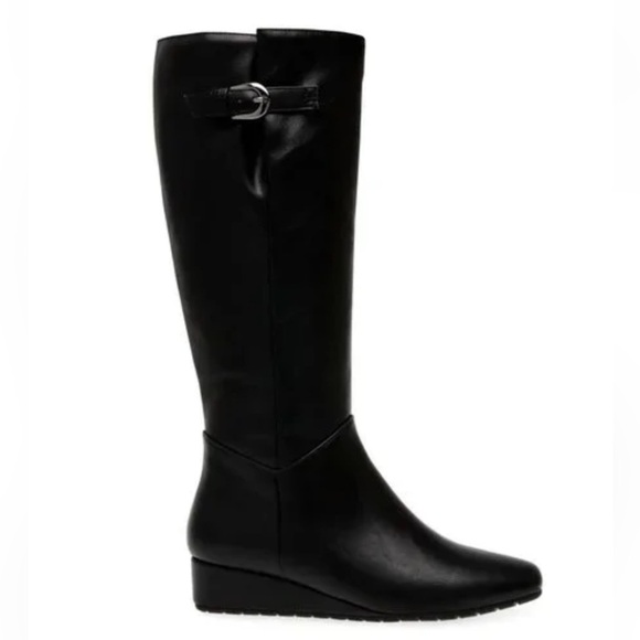 New Anne Klein Flex Mollie Knee High Boots Low Wedge Black Sz 6.5 - Picture 15 of 15